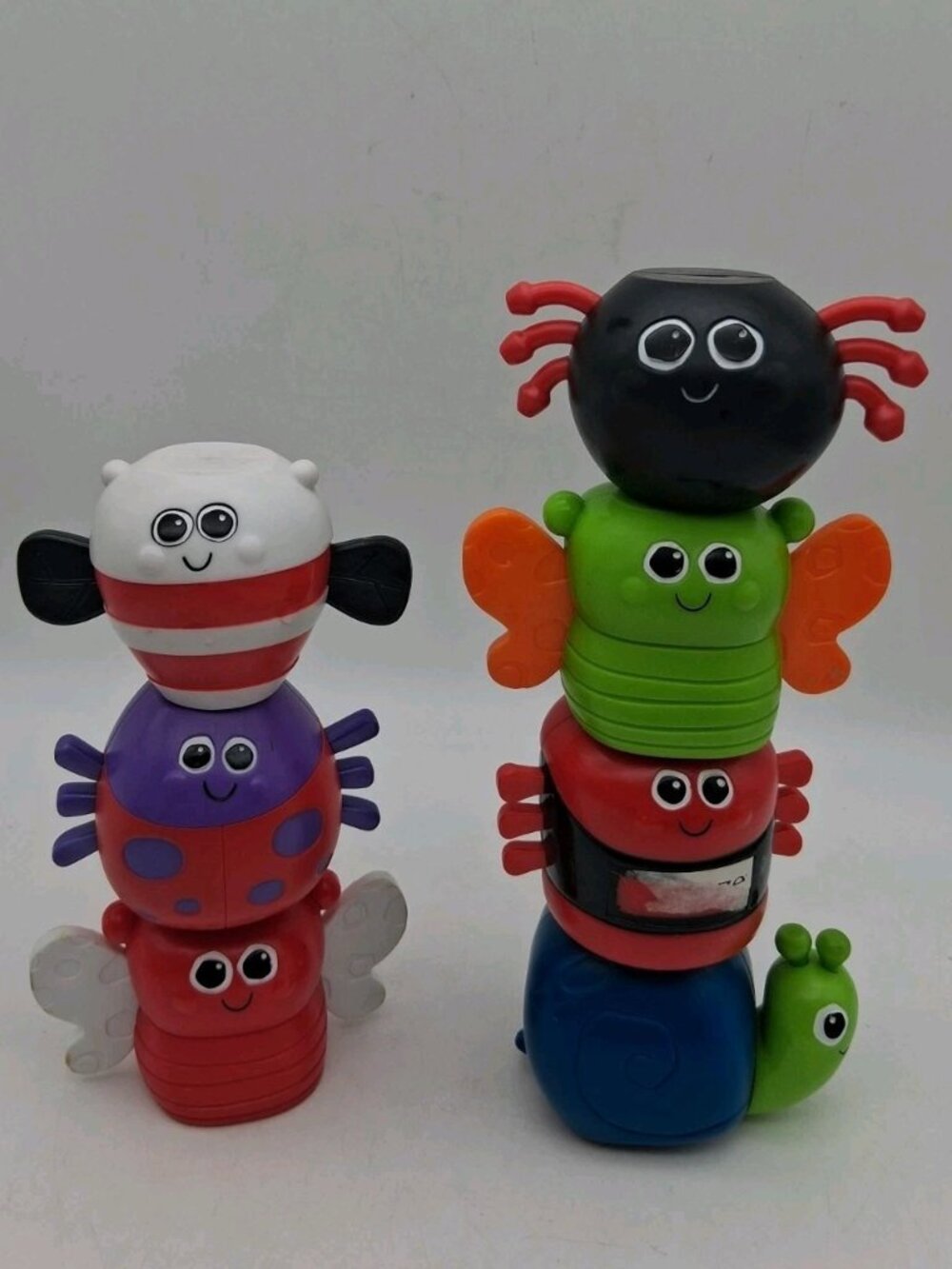 Lot of 7 Lamaze Learning Curve Stackable Magnetic Rattles Bugs  Baby Toddler HTF